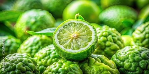 Close-up of juicy bergamot fruit, showcasing rich citrus tones.  Gourmet still life.