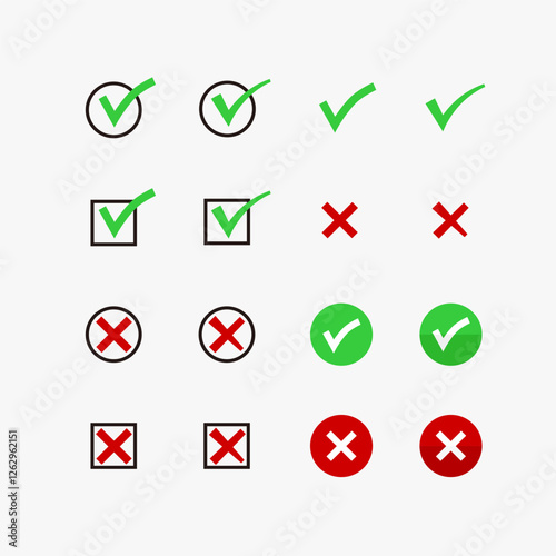 Check and Cross Mark Icon Set