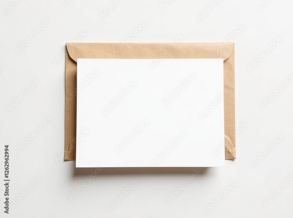 Blank White Card Kraft Brown Envelope Mockup - High-Quality AI Photo Blank White Card Kraft Brown Envelope Mockup - High-Quality AI Photo