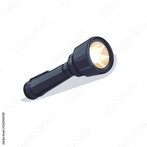 Flashlight clipart icon in flat style. Electric lamp vector illustration on isolated background. Pocket flash light sign business concept
