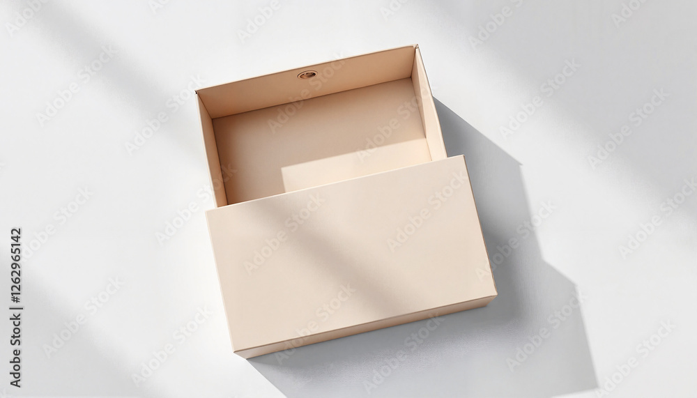 Empty cardboard box mockup on light surface