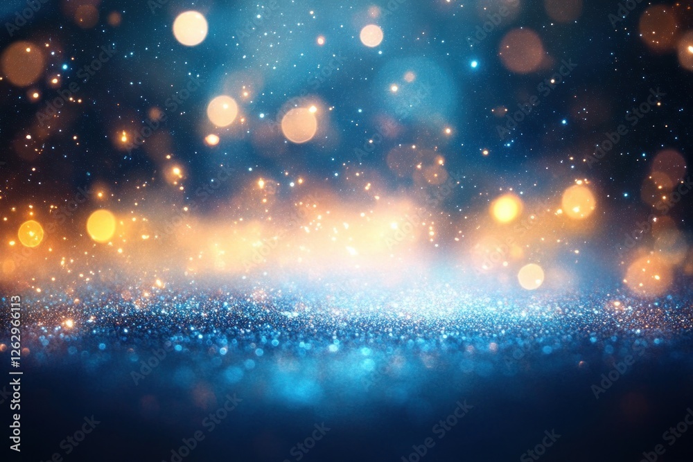 Blue And Gold Bokeh Background With Shiny Glittering Lights For Abstract Christmas Celebration Blue And Gold Bokeh Background With Shiny Glittering Lights For Abstract Christmas Celebration
