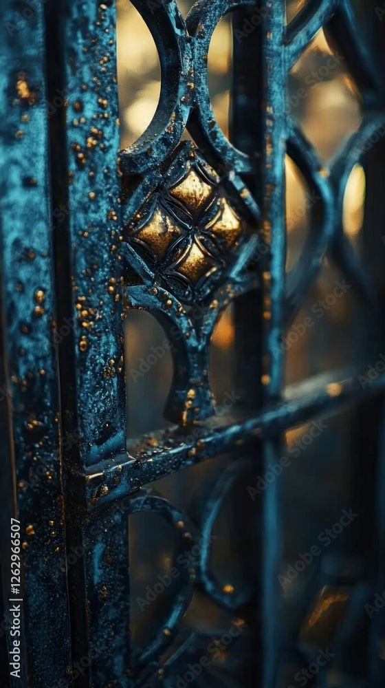 Detailed View of Ornate Iron Gate with Intricate Patterns and Texture Detailed View of Ornate Iron Gate with Intricate Patterns and Texture