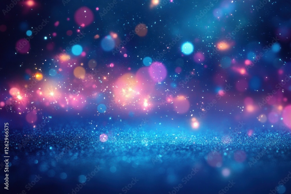 Abstract Shimmering Blue and Purple Bokeh Dreamy Background with Glistering Particles and Ethereal Lighting for Christmas and New Year Abstract Shimmering Blue and Purple Bokeh Dreamy Background with Glistering Particles and Ethereal Lighting for Christmas and New Year