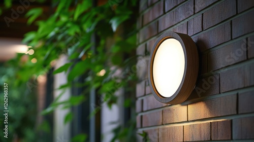 Modern Outdoor Wall Lamp Illuminating Brick Wall