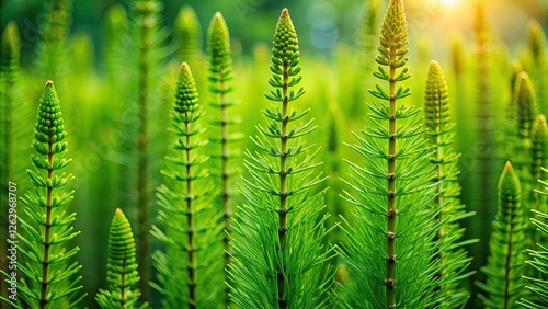 Macro lens captures stunning detail in breathtaking horsetail plant portraits; Equisetum's beauty unveiled.