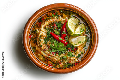 Baba Ghanoush on White Background