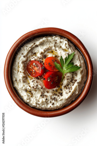 Baba Ghanoush on White Background