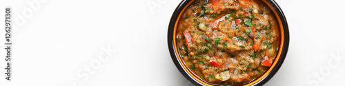 Baba Ghanoush on White Background