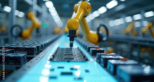 Wallpaper Mural Robotic Automation in Electronics Production Line with Precision Technology Torontodigital.ca