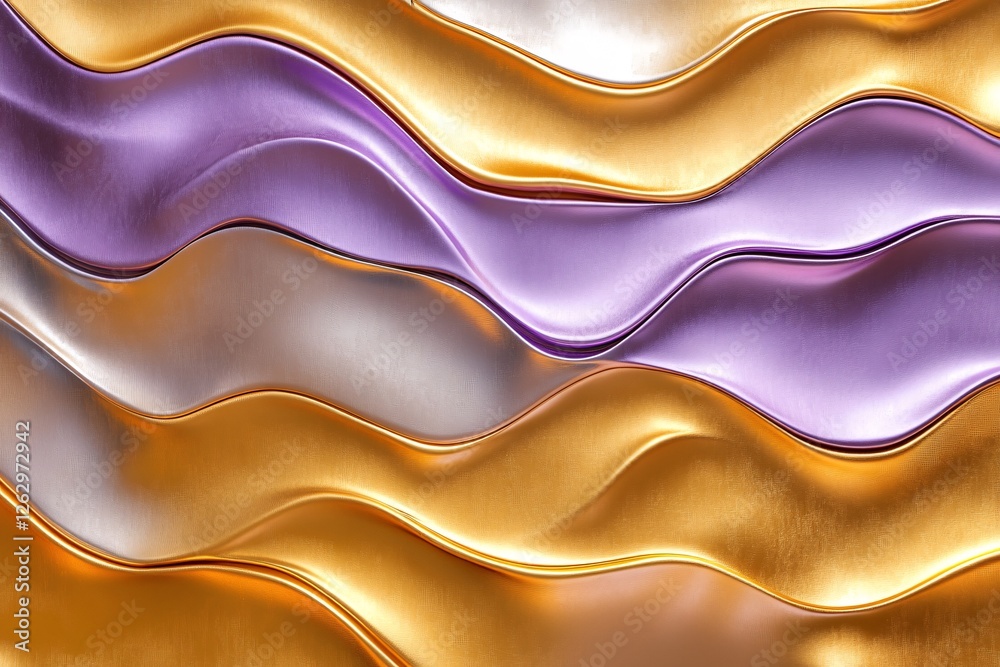 Fototapeta premium Luxurious Gold and Purple Metallic Waves Background