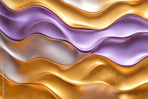 Luxurious Gold and Purple Metallic Waves Background