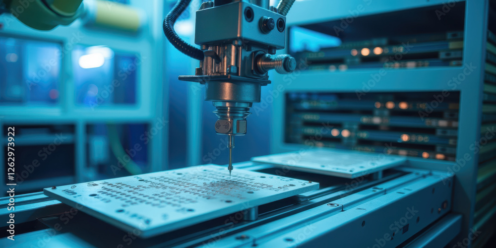 Fototapeta premium Advanced Robotic Arm in Precision Fabrication Process