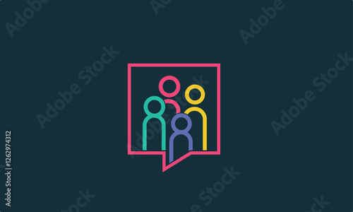 Diversity Chat design logo, people talking family together human unity chat bubble logo vector icon	
