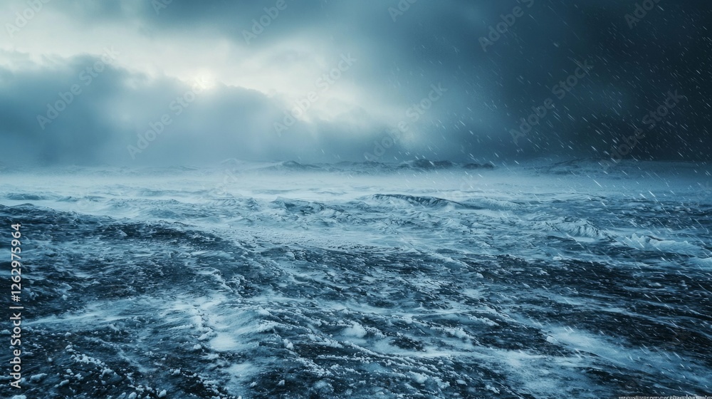 Fototapeta premium Dramatic Winter Seascape with Dark Clouds and Turbulent Waters