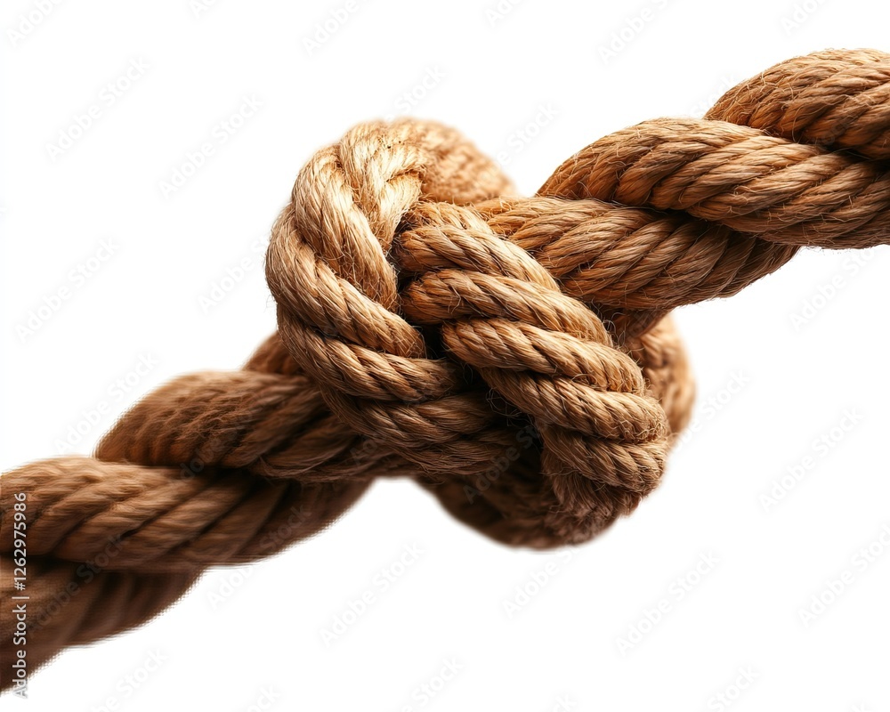 A close-up view of a tightly tied knot made from sturdy rope, showcasing the intricate weaving and texture of the fibers. A close-up view of a tightly tied knot made from sturdy rope, showcasing the intricate weaving and texture of the fibers.