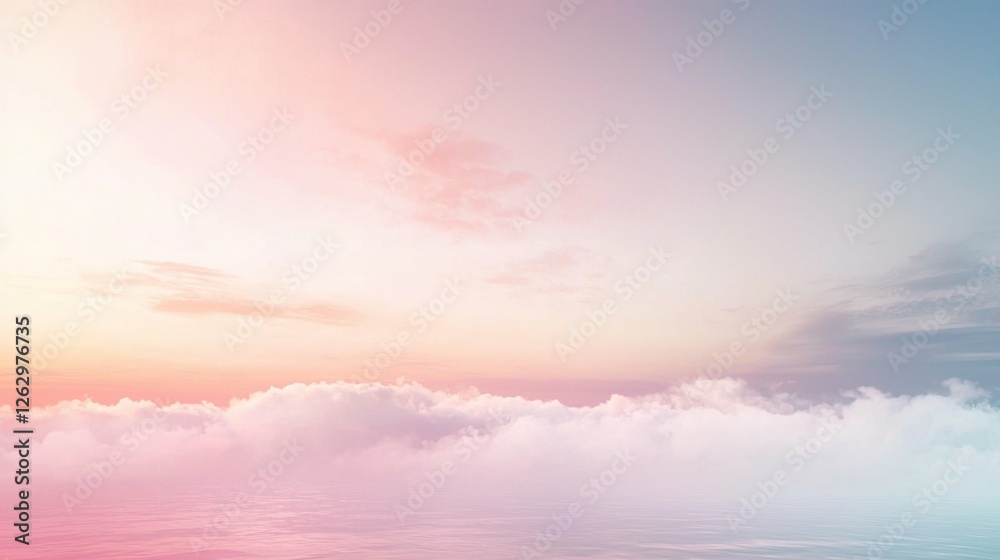 Obraz premium Serene Horizon at Dusk with Soft Clouds and Calm Water
