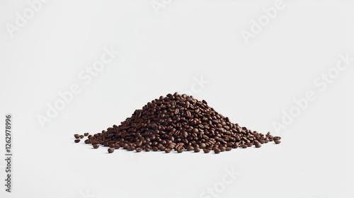 Heap of coffee beans on a white background