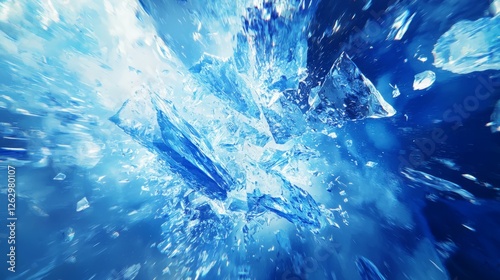Wallpaper Mural Dynamic Blue Ice Shattering with Explosive Energy and Motion Torontodigital.ca