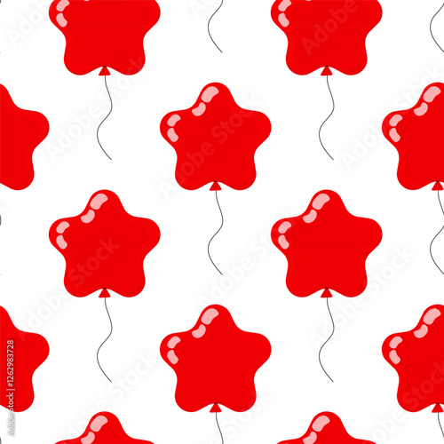 Bright red star-shaped balloons create a festive pattern for celebrations and events