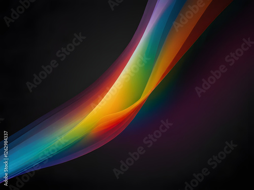A vertical gradient abstract composition with vivid colors: red, orange, yellow, green, cyan, and violet, smoothly blending into each other. The gradient appears as if light is refracted and dispersed