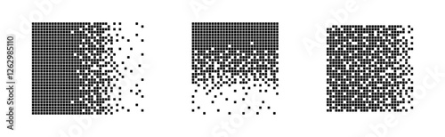 Εκτύπωση καμβά Pixel disintegration background. Decay effect vector set.