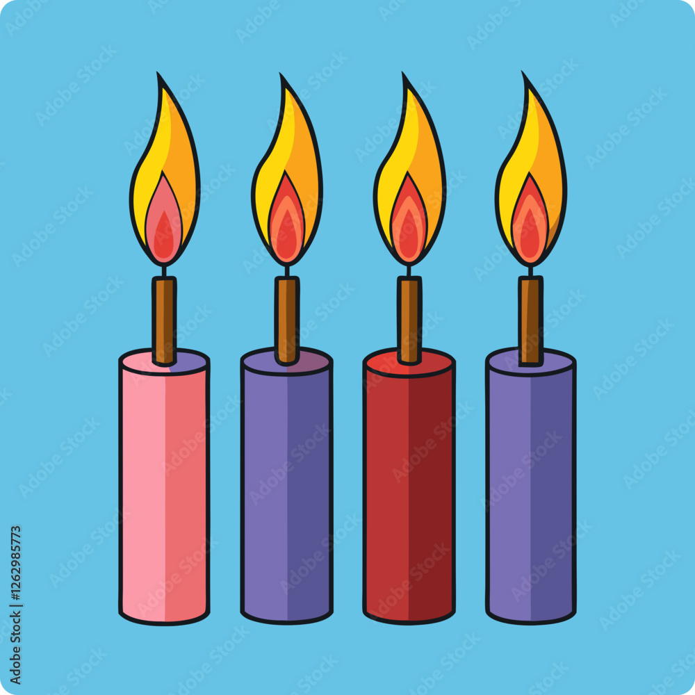 Realistic Birthday Candle Flames. Vector Fire & Light Illustration. Realistic Birthday Candle Flames. Vector Fire & Light Illustration.