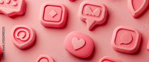 Pink social media icons on pink background