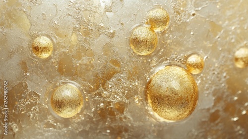 Abstract Golden Bubbles in Ice, Decorative Luxury Background