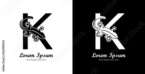 Tableau sur toile gecko logo design combined with the letter K