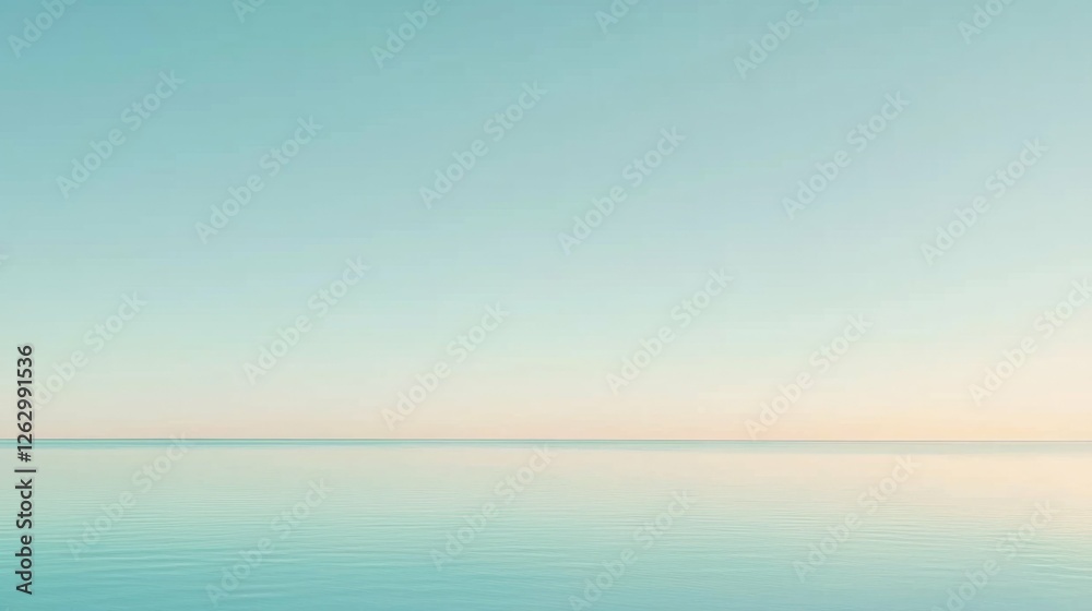 Obraz premium Tranquil Horizon Over Calm Sea at Dawn with Soft Pastel Tones