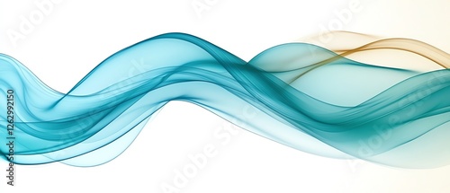 Abstract Teal and Gold Flowing Wave Design Background art aqua blue   