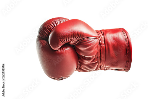 A man's boxing glove is shown in a close up. ,on transparent background.
 photo