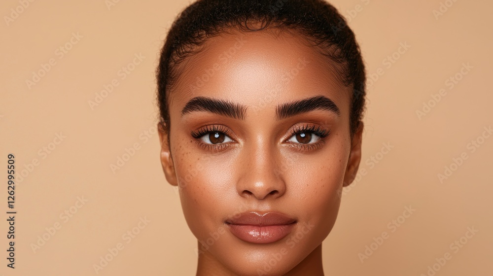 Flawless Beauty Portrait of a Confident and Sophisticated Woman with Microbladed Eyebrows Flawless Beauty Portrait of a Confident and Sophisticated Woman with Microbladed Eyebrows