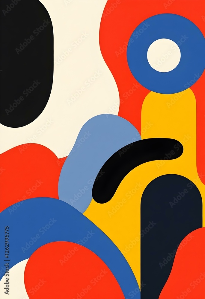 Modern Abstract Composition with 1960s Aesthetic Using Red Blue Yellow and White for Posters Modern Abstract Composition with 1960s Aesthetic Using Red Blue Yellow and White for Posters