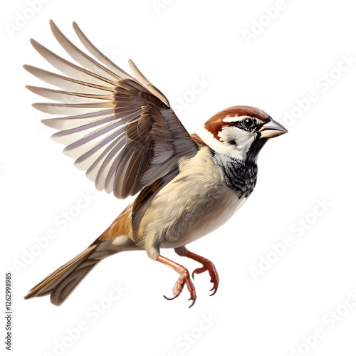 House sparrow birds in various poses including flying and perching natural wildlife transparent background