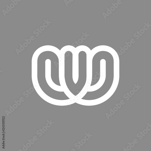 the logo monogram of the letters V and W. Outline, unique and elegant.