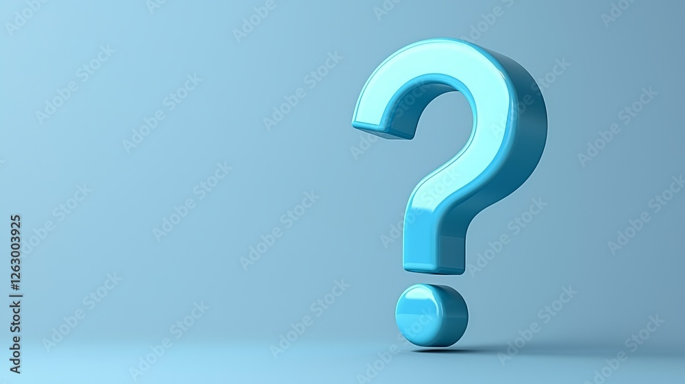 A glossy blue question mark against a light blue background, symbolizing curiosity and inquiry. A glossy blue question mark against a light blue background, symbolizing curiosity and inquiry.