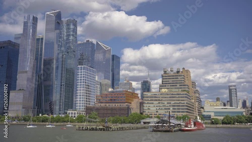 New York City Skyline with Hudson River and Piers