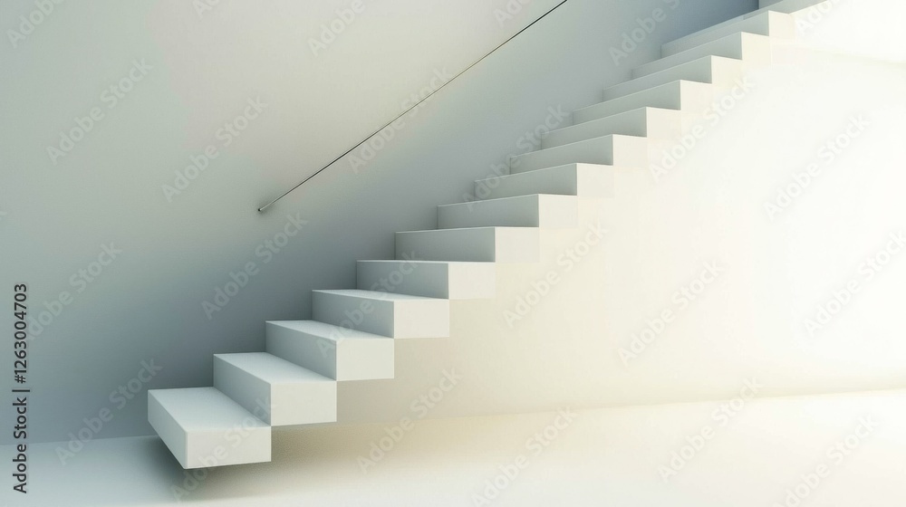 Modern Minimalist White Stairs in Bright Interior Space Design Modern Minimalist White Stairs in Bright Interior Space Design