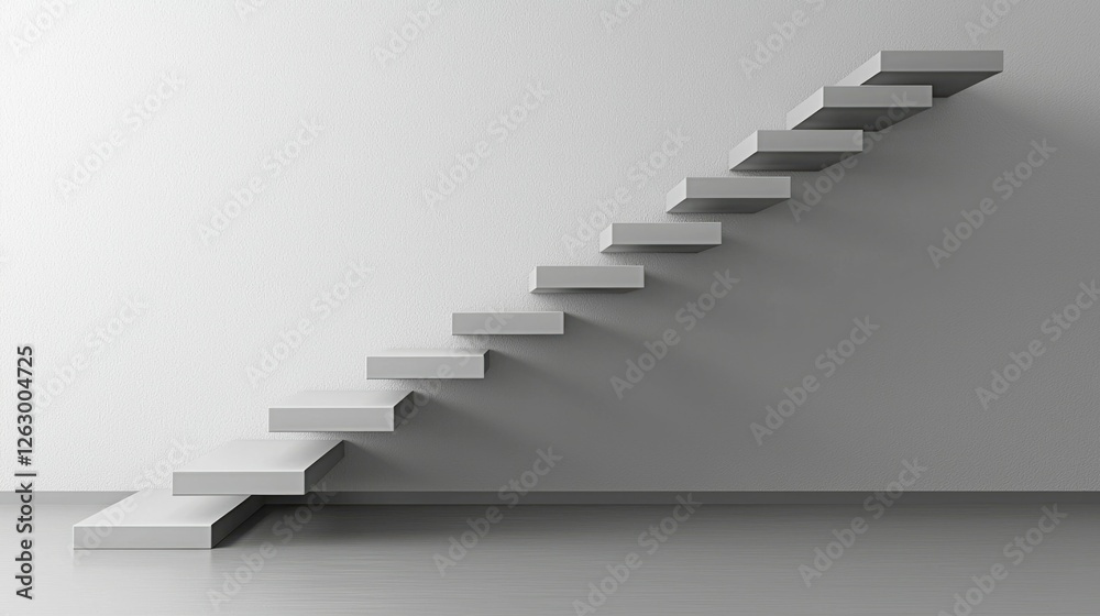 Modern Minimalist Staircase with Floating Steps in Bright Space Modern Minimalist Staircase with Floating Steps in Bright Space