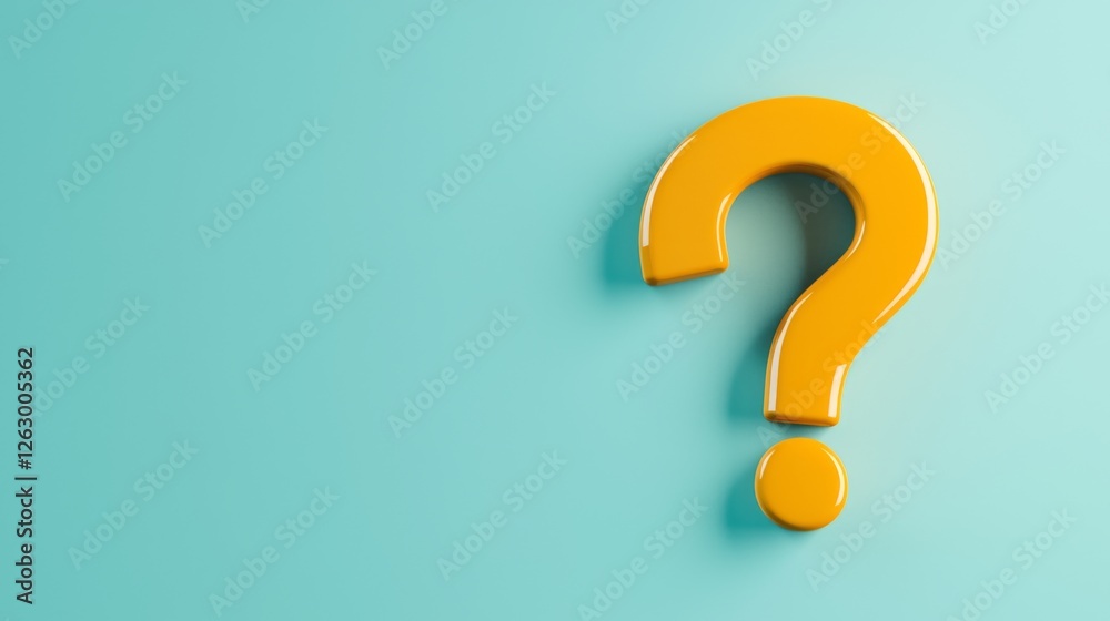 A vibrant yellow question mark against a light blue background, symbolizing inquiry and curiosity. A vibrant yellow question mark against a light blue background, symbolizing inquiry and curiosity.