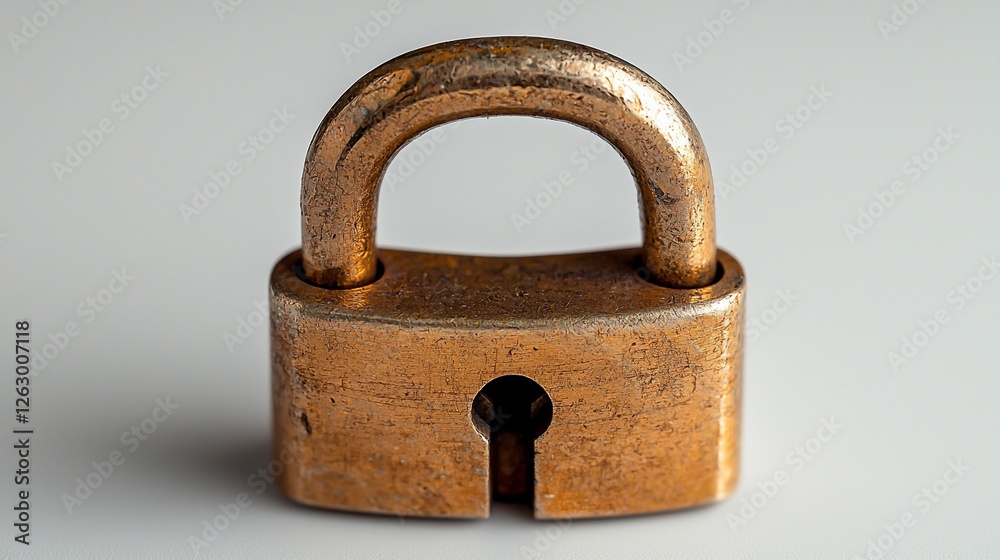Brass Padlock Security Close-up Studio Shot Brass Padlock Security Close-up Studio Shot