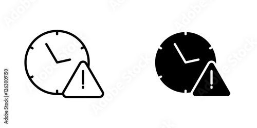 Alarm exclamation vectors icons set in filled and strokes on white background