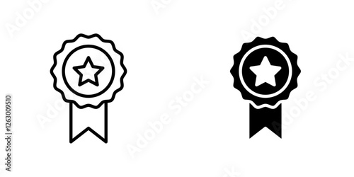Badge vectors icons set in filled and strokes on white background