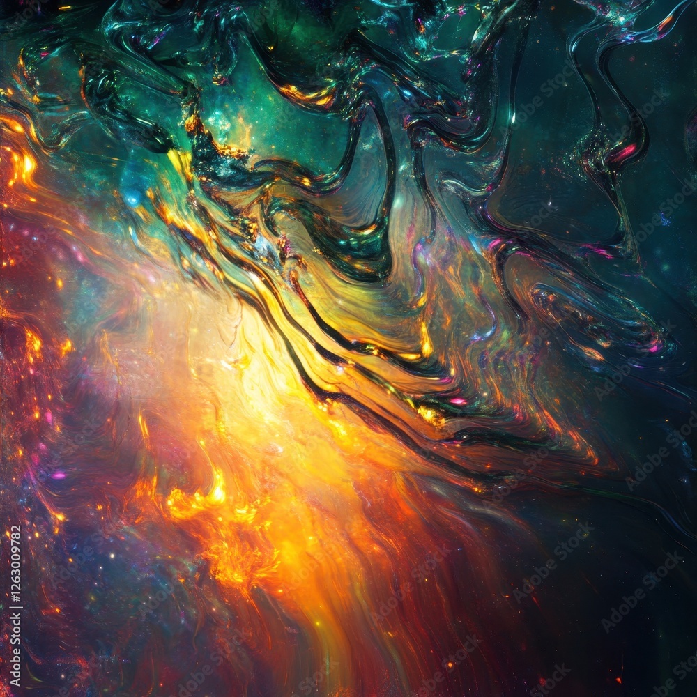 Obraz premium Ethereal Abstract Galaxy Swirling Nebula of Cosmic Dust and Energy with Vibrant Color Gradients