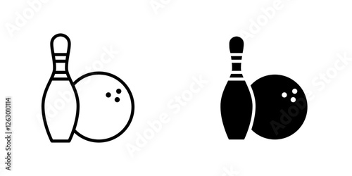 Bowling vectors icons set in filled and strokes on white background