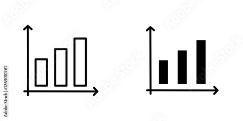 Chart histogram vectors icons set in filled and strokes on white background