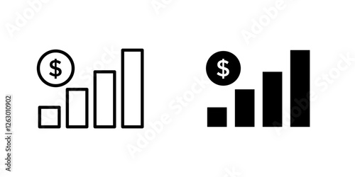 Chat arrow grow vectors icons set in filled and strokes on white background