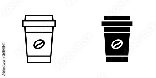 Coffee vectors icons set in filled and strokes on white background